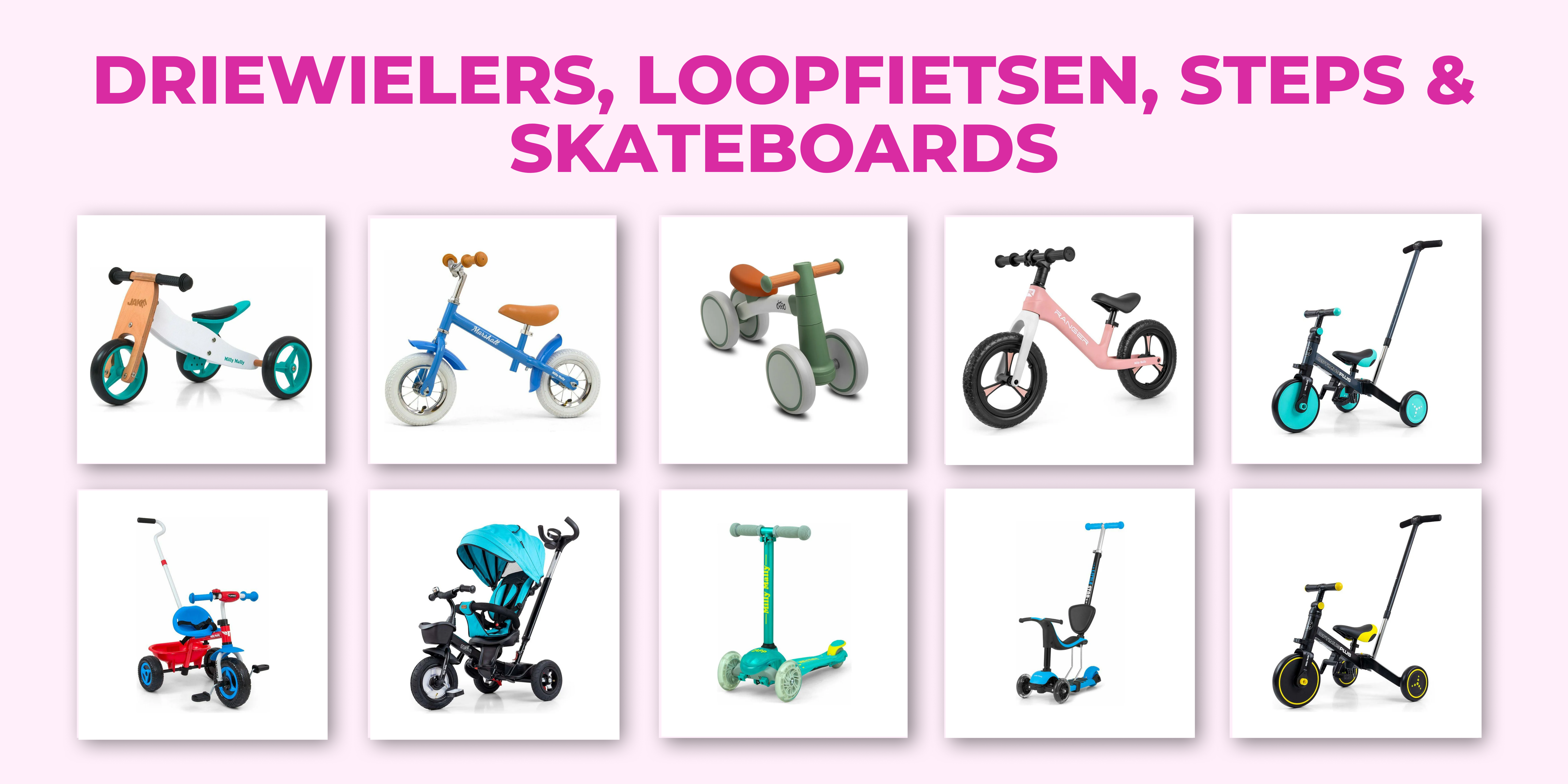 Trikes, balance bikes, scooters & skateboardsNE