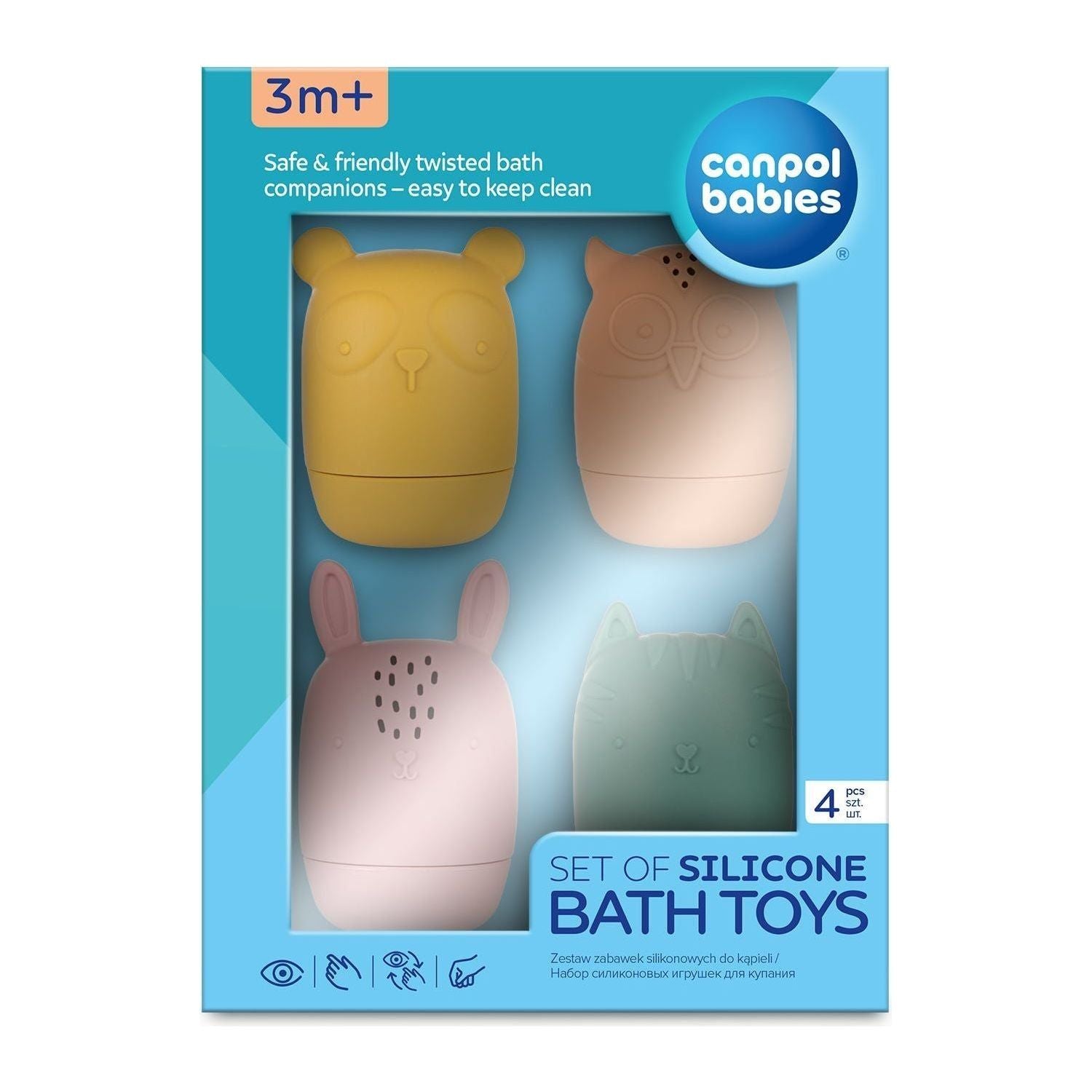 Ensemble de jouets de bain torsadés en silicone Canpol 4 pièces 3 mois et plus