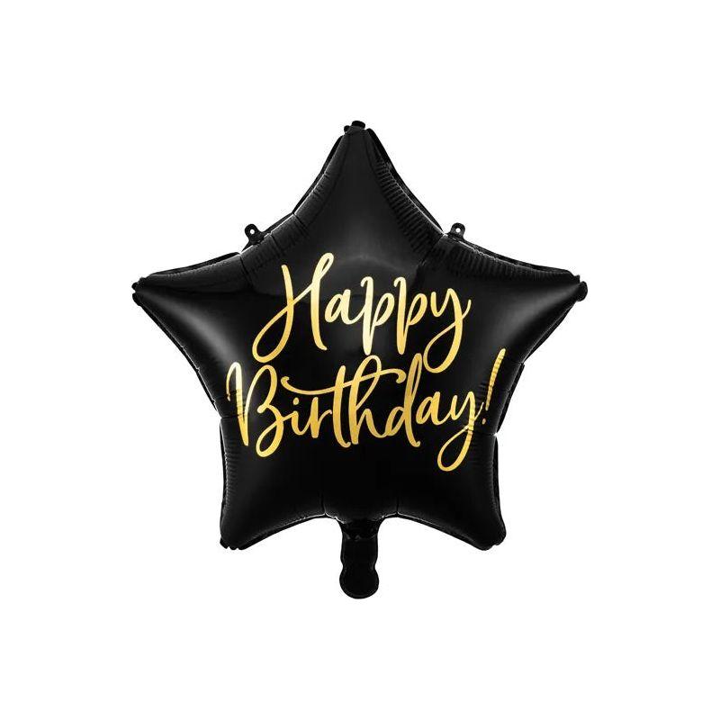 Birthday Balloon Star Happy Birthday 40cm - Black