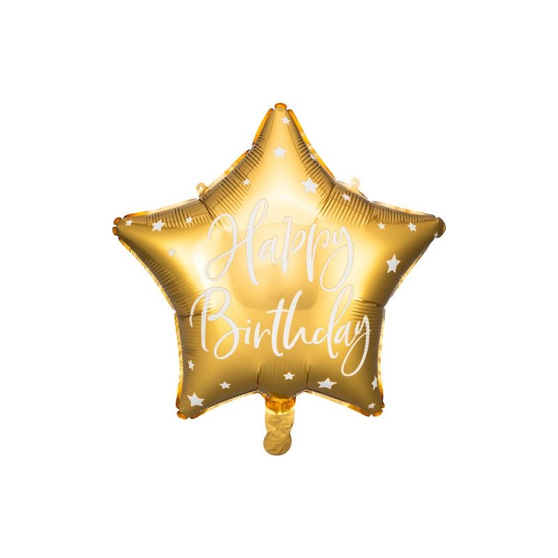 Birthday Balloon Star Happy Birthday 40cm - Gold