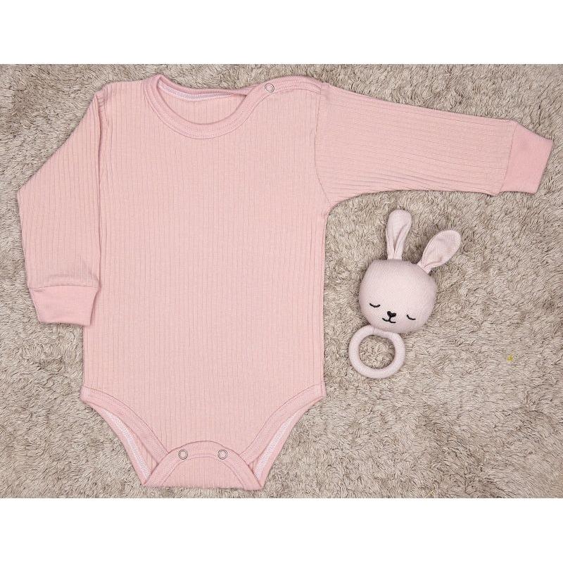 Lilly Bean Lange Mouw Geribbelde Bodysuit - Roze