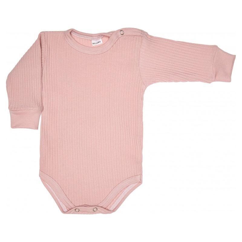 Lilly Bean Lange Mouw Geribbelde Bodysuit - Roze