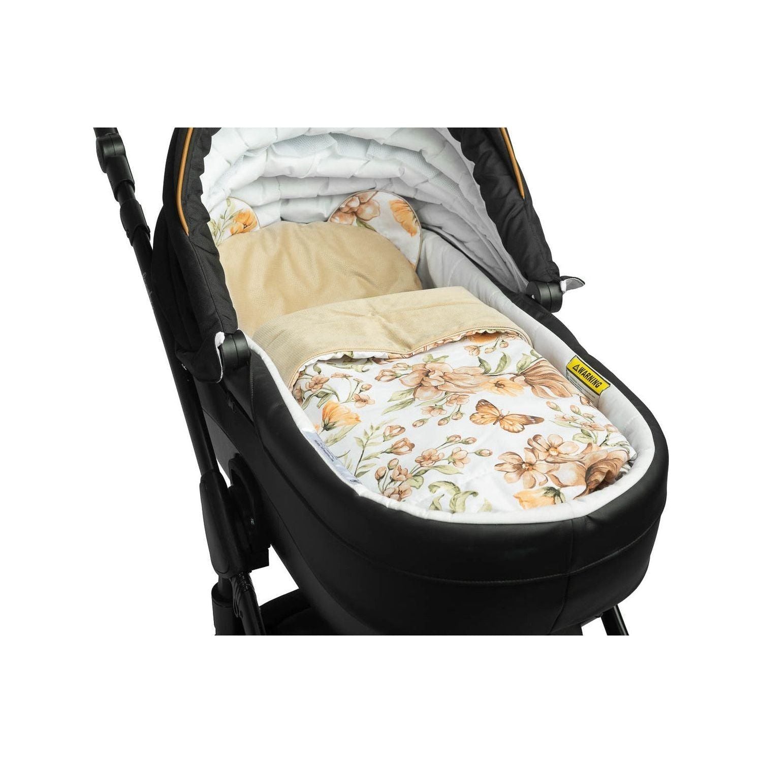 Sensillo Velvet Pram Set - Cream Flowers