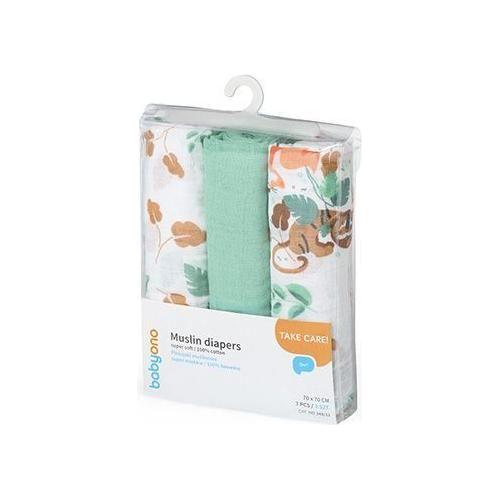 Babyono Bamboe Mousseline Luiers 3 stuks - 4 Kleuren