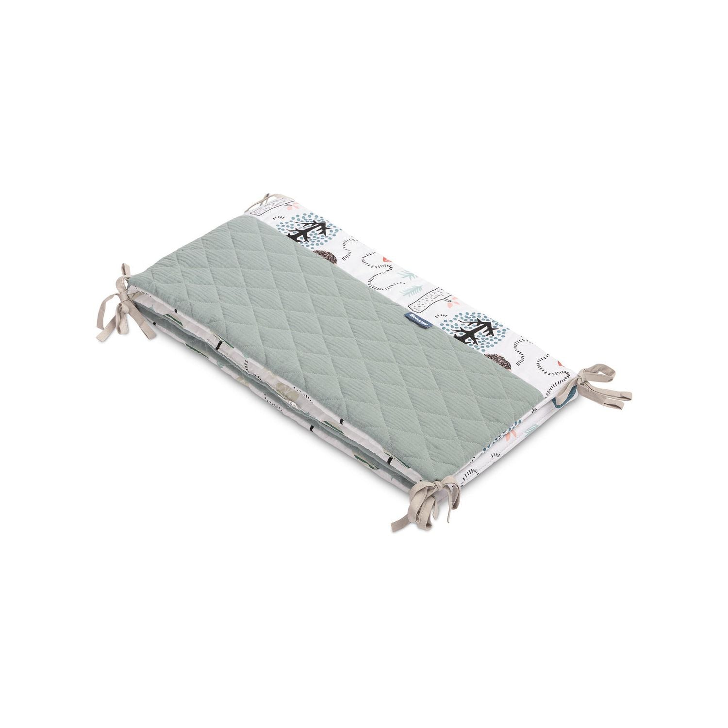 Sensillo Muslin Cot Bumper - Green Hedgehogs