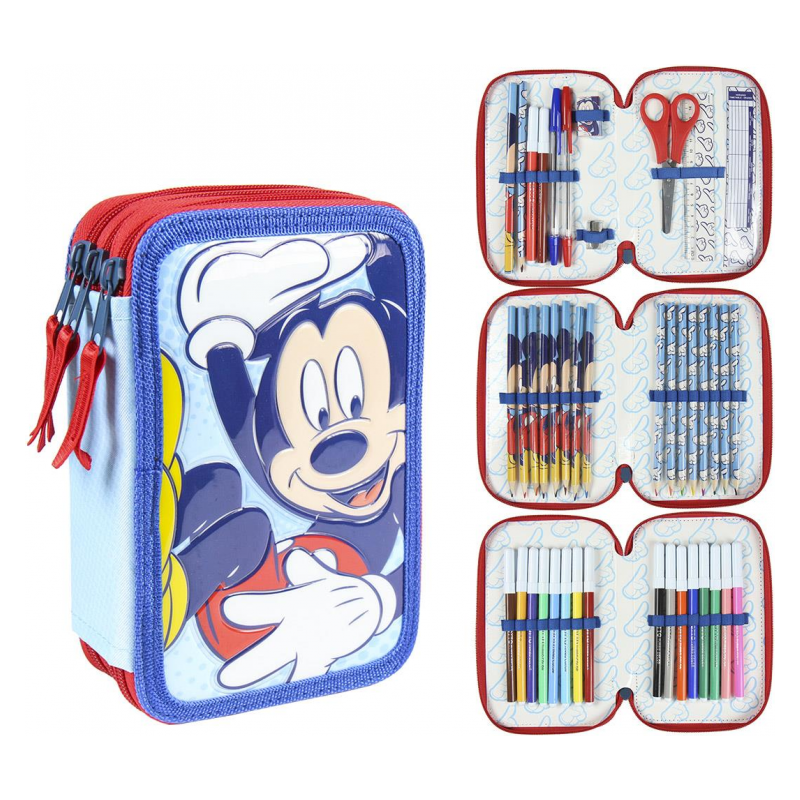 Cerda Gevulde 3-compartimenten etui - Mickey Mouse