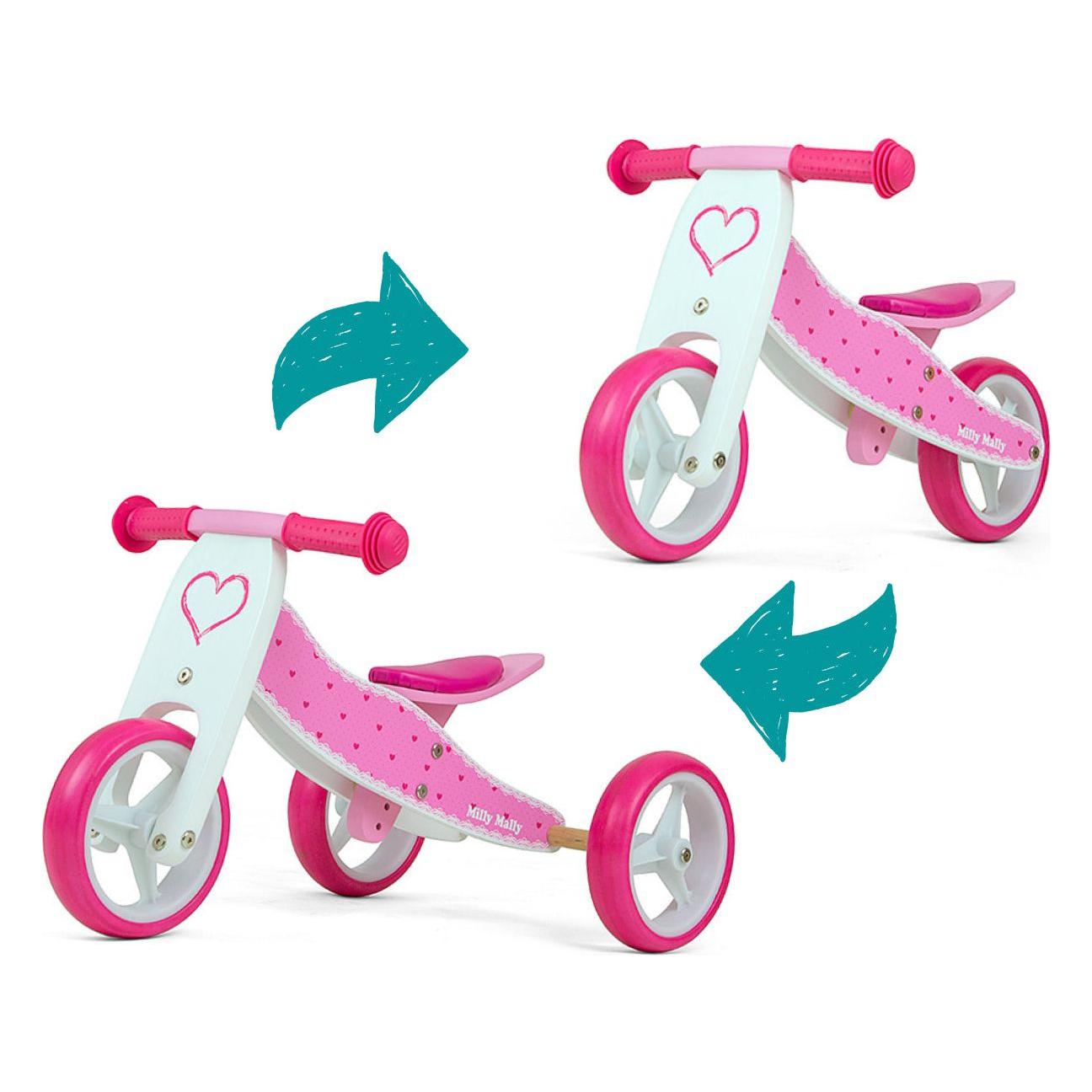 Milly Mally Jake 2in1 Wooden Balance Bike - Heart