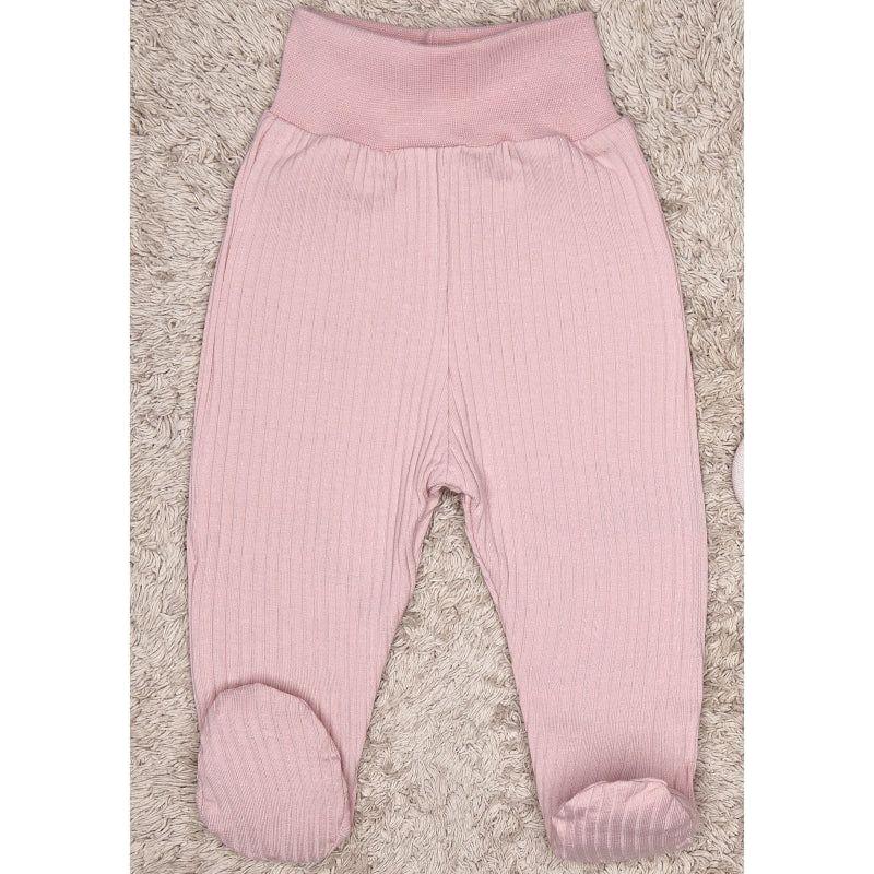 Pantalon en coton côtelé avec pieds Lilly Bean - Rose