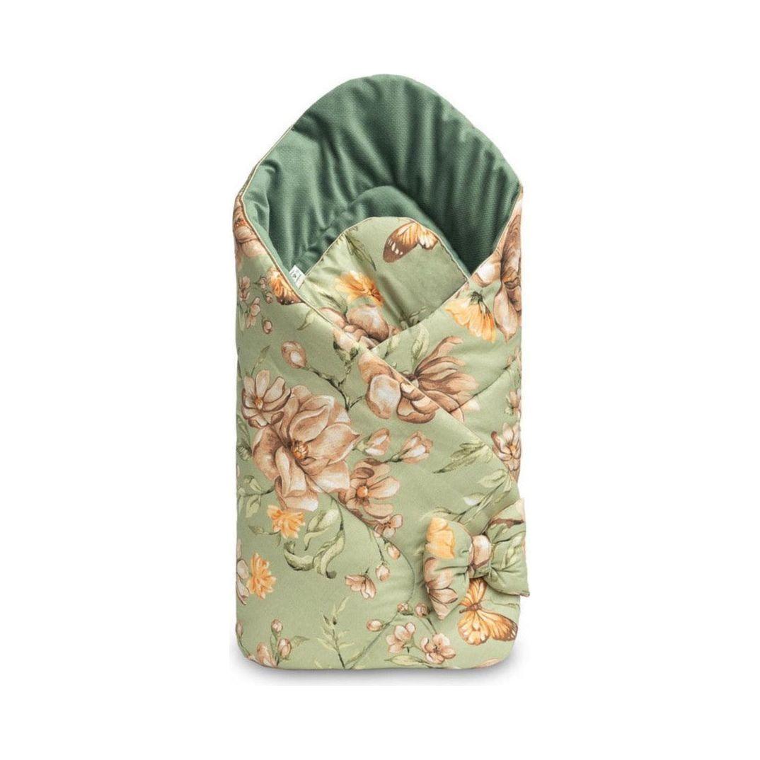 Sensillo Velvet Baby Swaddle - Green Flowers