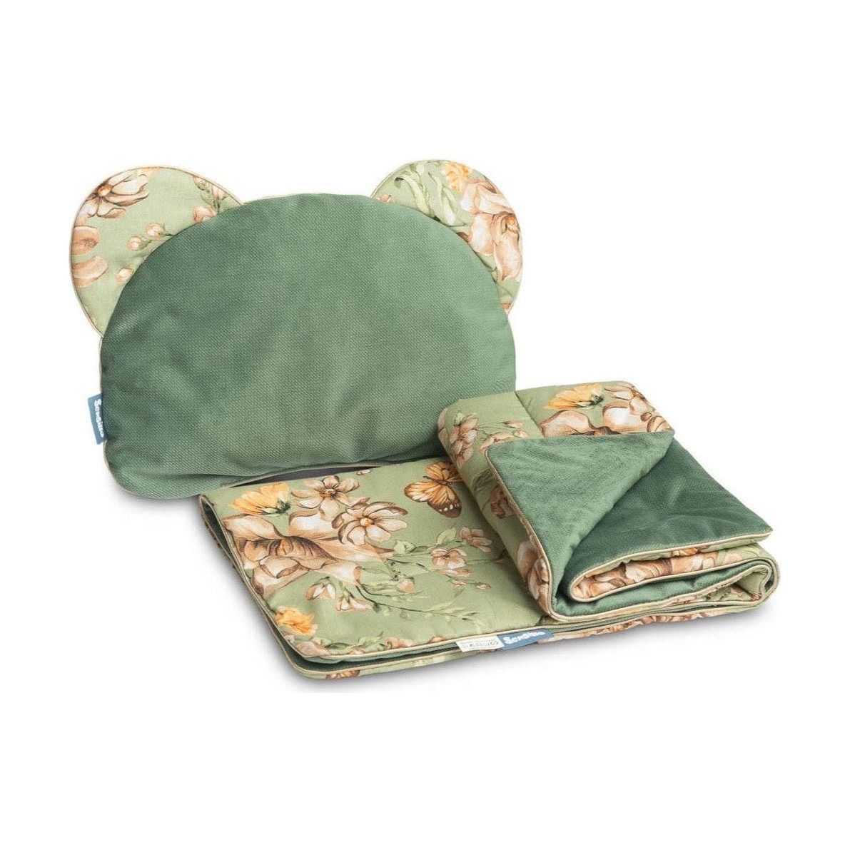 Sensillo Velvet Pram Set - Green Flowers