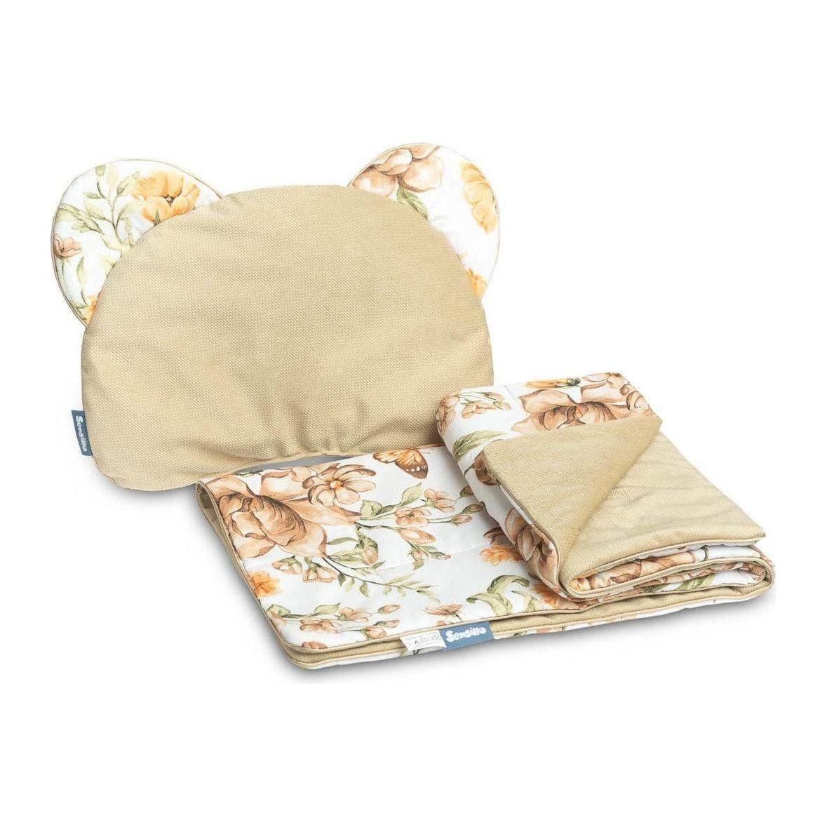 Sensillo Velvet Pram Set - Cream Flowers