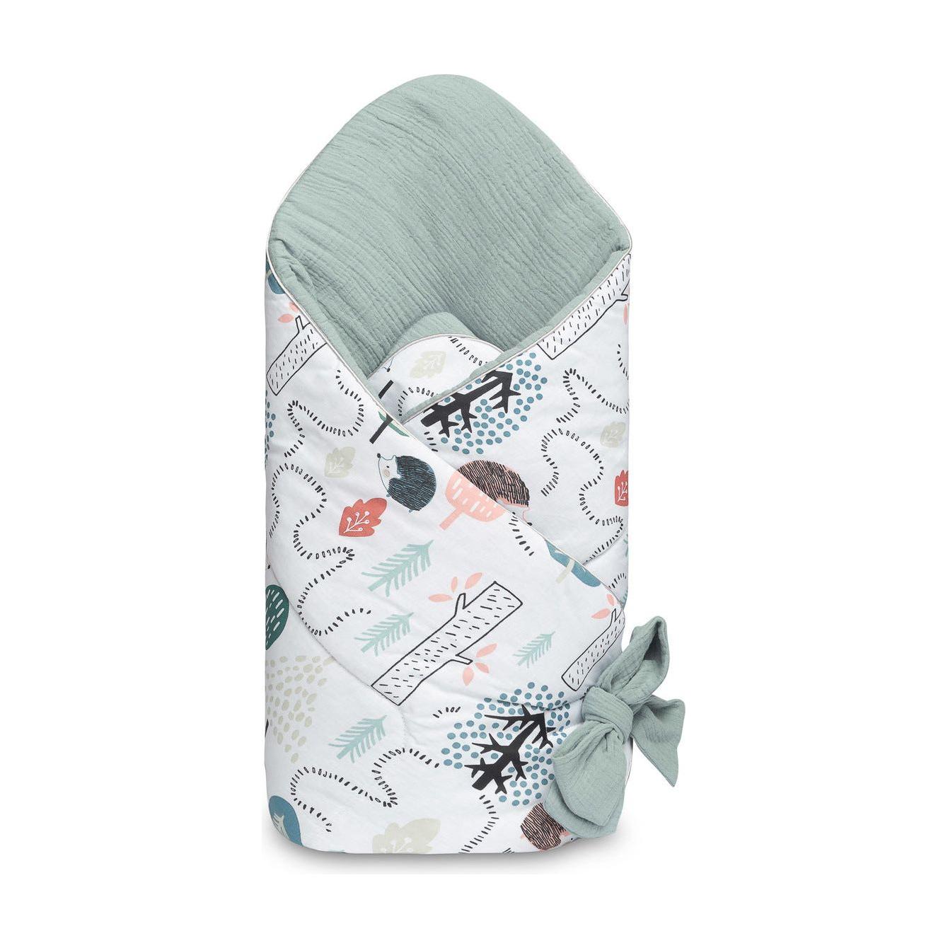Sensillo Muslin Baby Swaddle - Green Hedgehogs