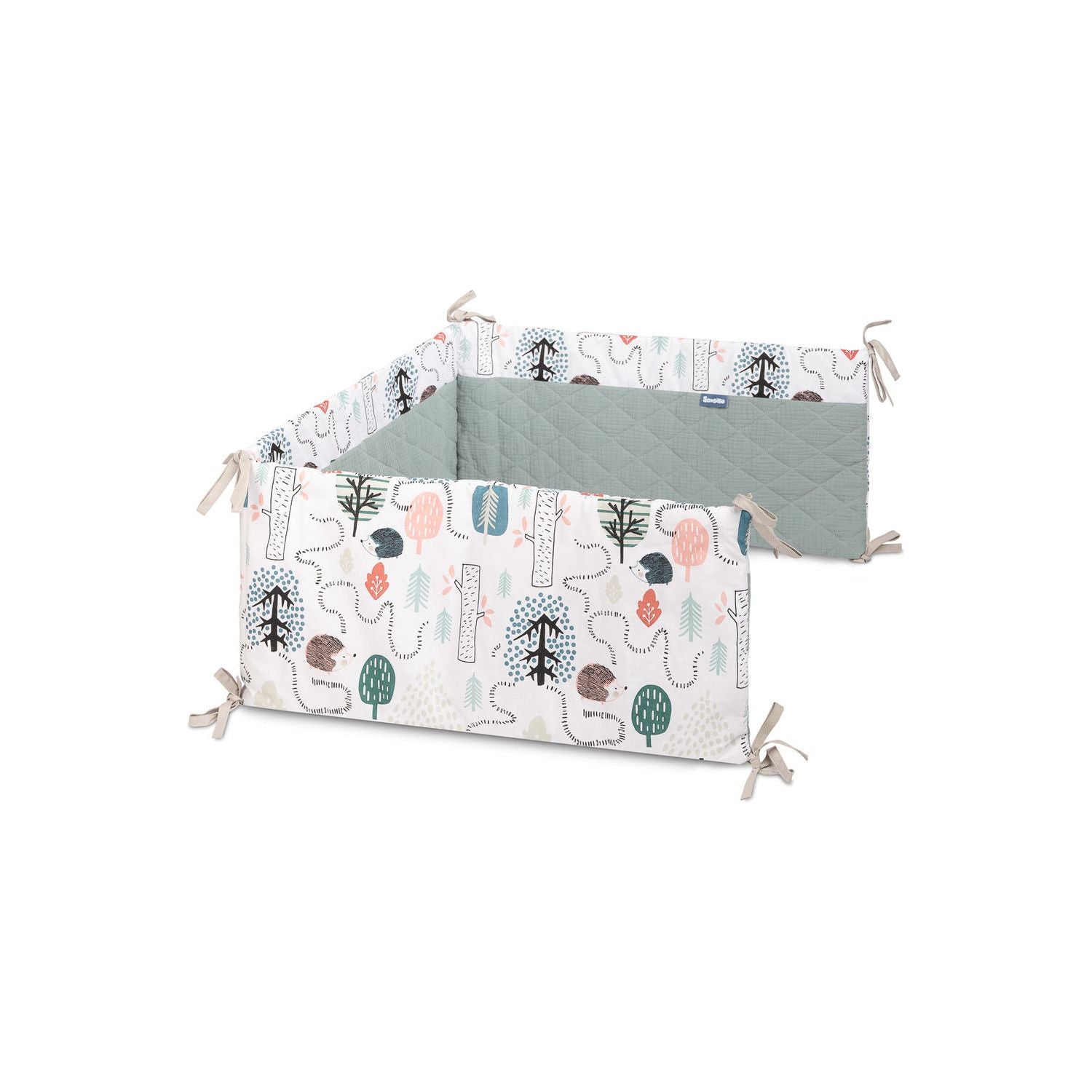 Sensillo Muslin Cot Bumper - Green Hedgehogs