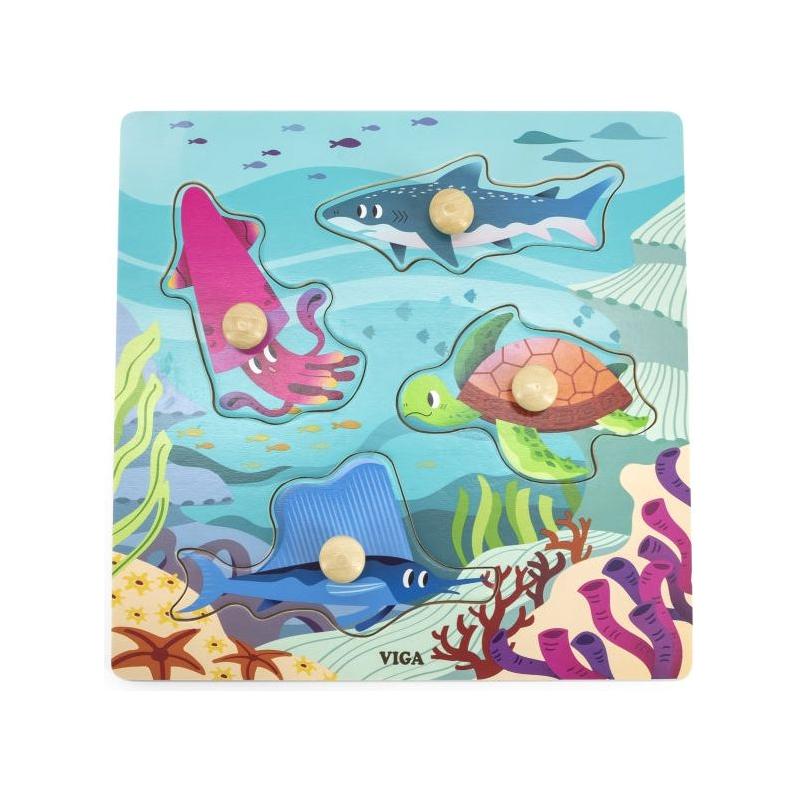 Viga Wooden Puzzles with Pins 12m+ - Sea animals