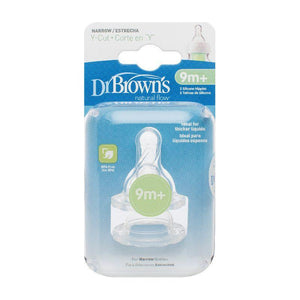 Cadet Blue Dr Brown's Narrow Neck Y-Cut Natural Flow Teats 9M+, 2 Pack