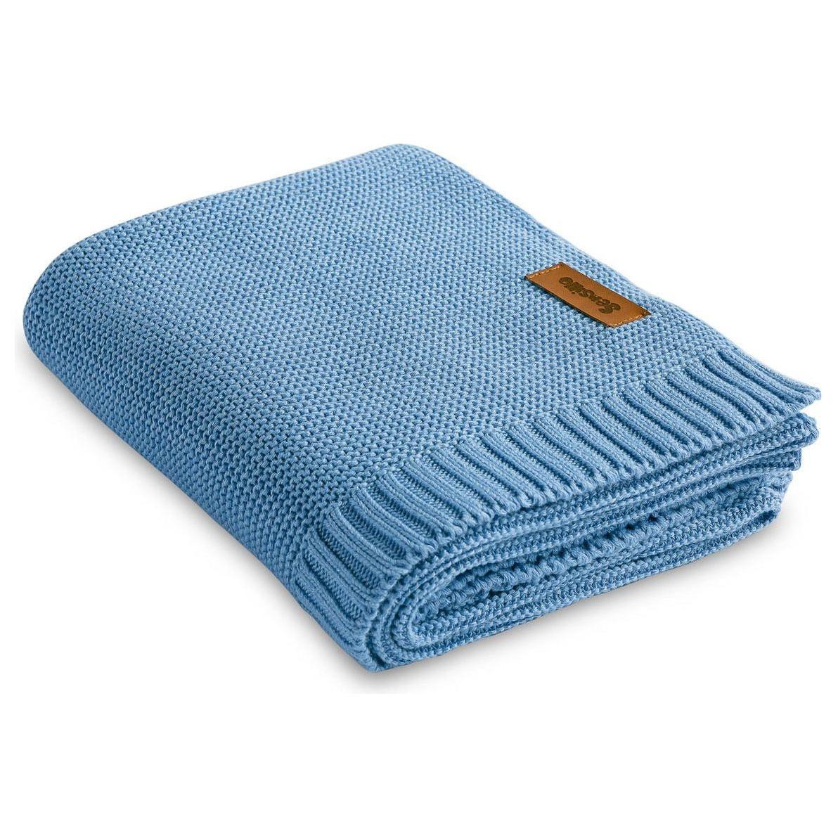 Cadet Blue Sensillo Knitted Bamboo Cotton Blanket - 9 Colours