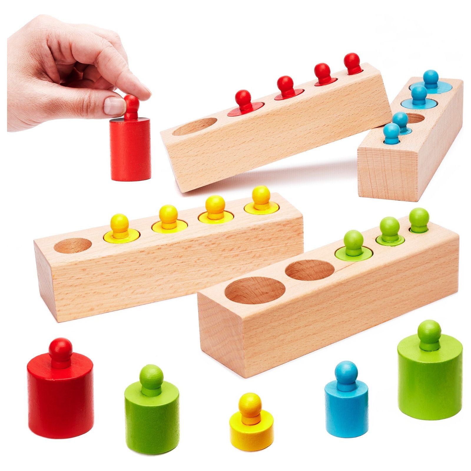 Tan Montessori Wooden Colourful Cylinders