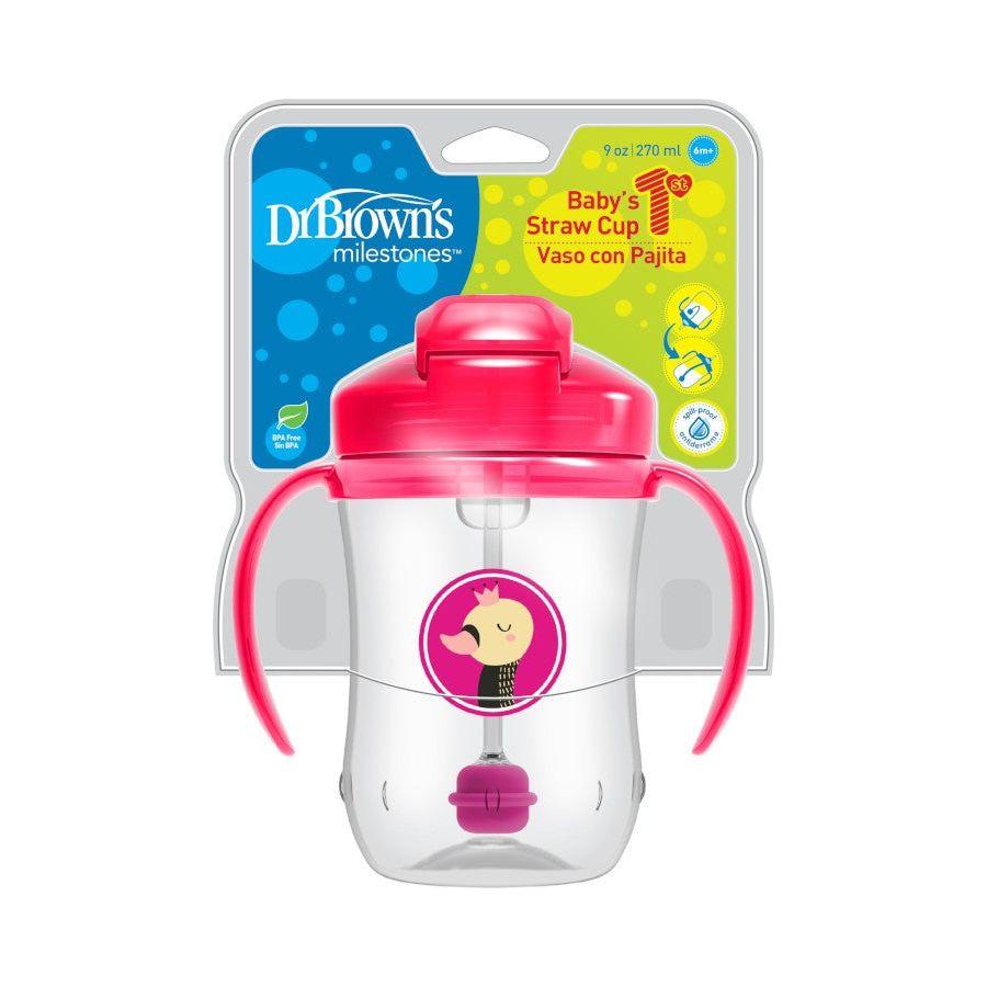 Light Gray Dr Brown's Baby's First Straw Cup 270 ml - 2 Colours
