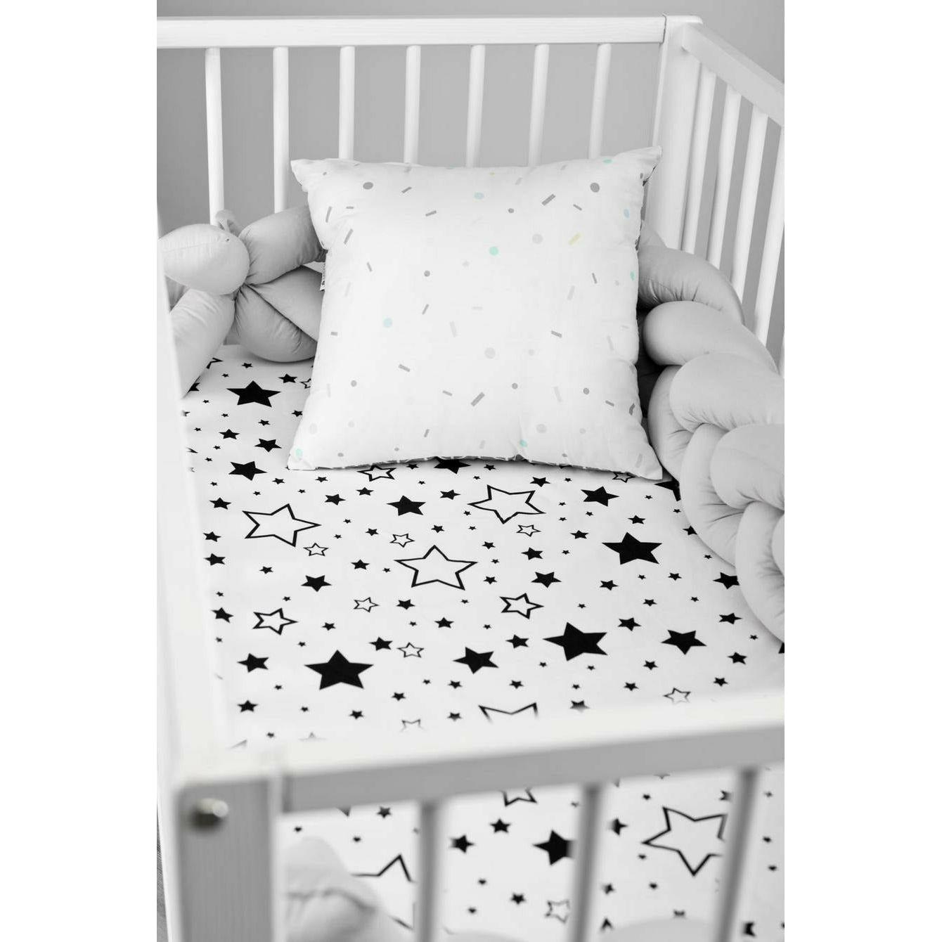 Light Gray Sensillo Cot Sheet Printed 120x60 cm - 4 Designs