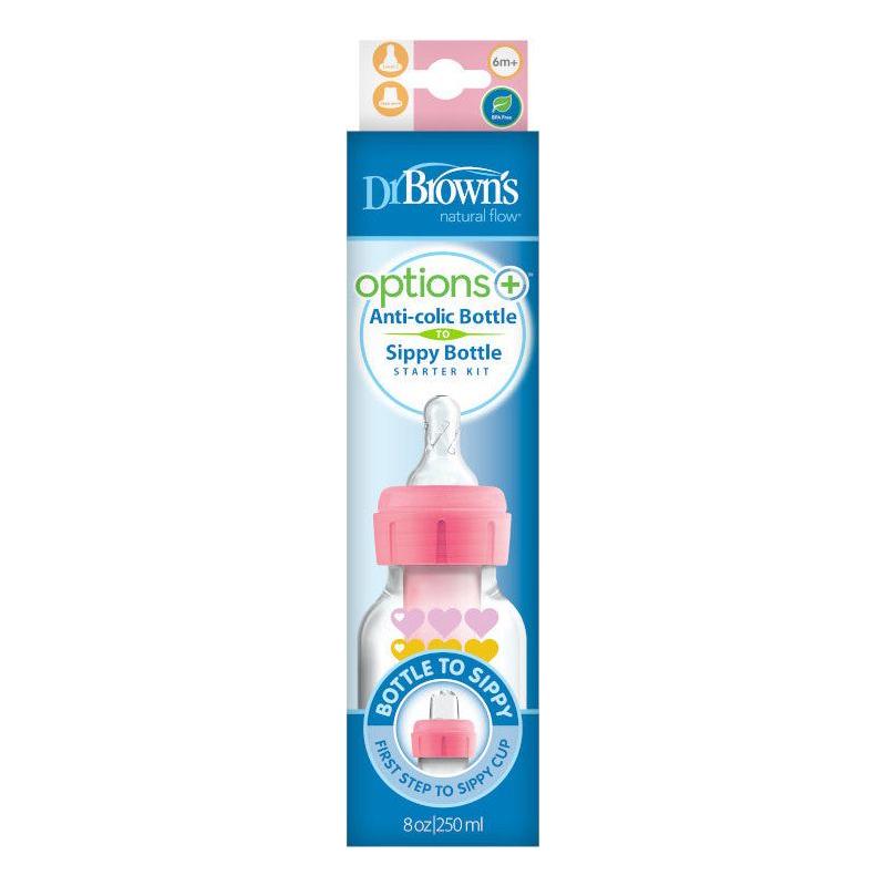 Lavender Dr Brown's Options+ Narrow Sippy Bottle Starter Kit 6m+ 250ml - 3 Colours