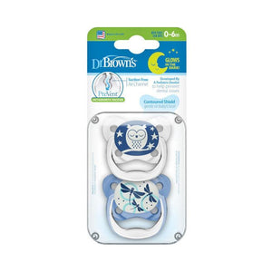 Lavender Dr Brown's Ort Prevent Soother Glow In Dark - 2 Sizes