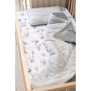 Light Gray Sensillo Printed Cot Sheet 120x60 cm - 7 Designs