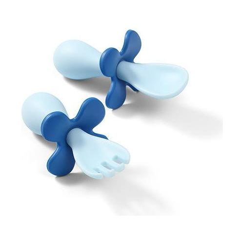 Couverts ergonomiques Babyono dans un étui 12 mois et + - Bleu