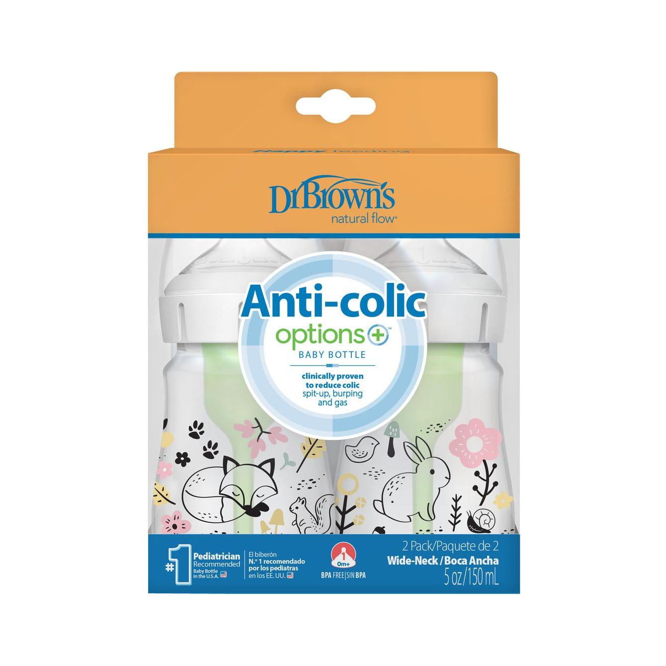 Dr. Brown's Wide-Neck Anti-Colic Bottle Options+ 150ml 2-Pack - Forest