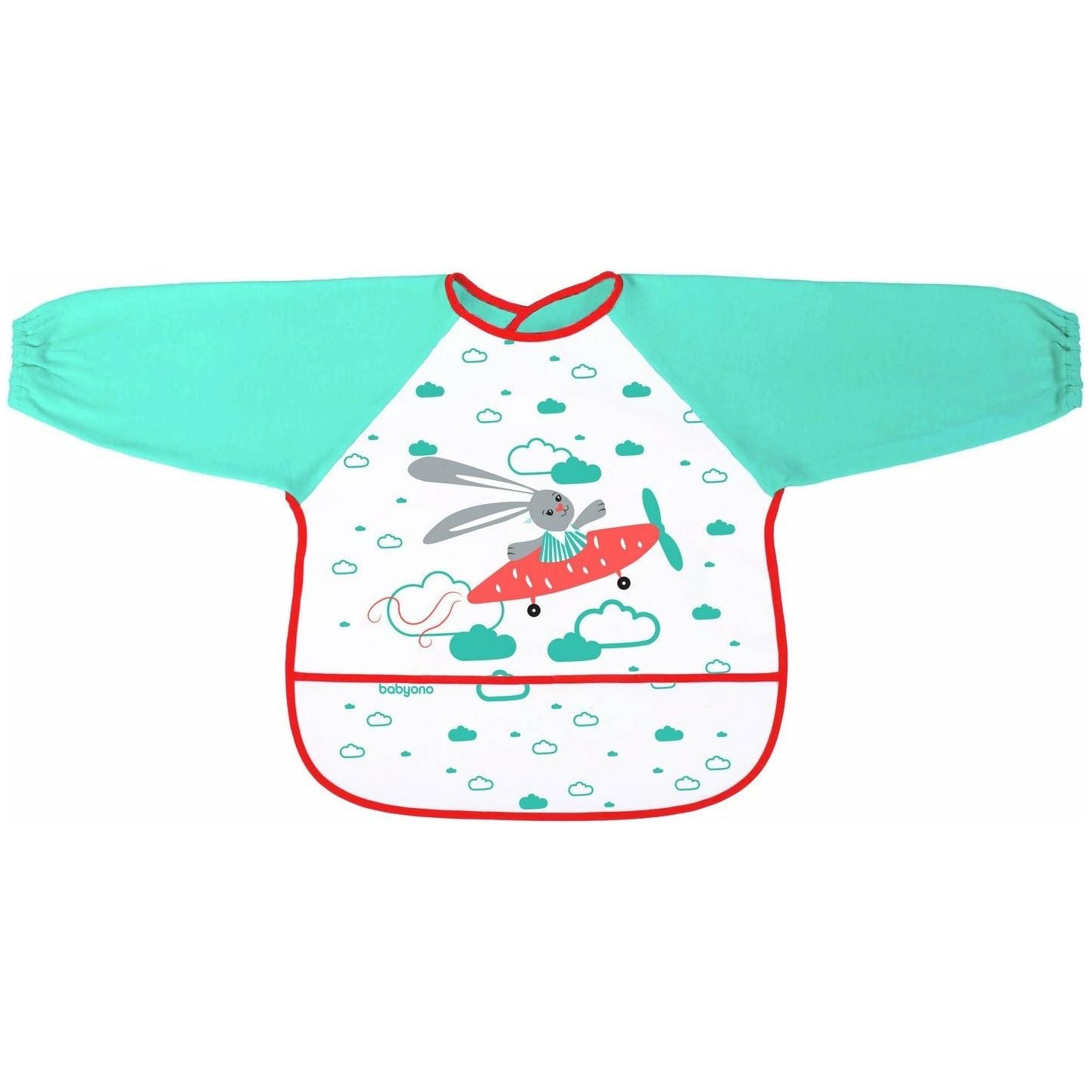 Medium Turquoise Babyono Apron BABY ADVENTURE (6m+) - 3 Pack