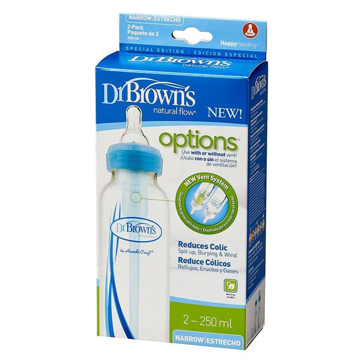 Light Gray Dr Brown's Anti-colic Options+ Narrow Bottle 250 ml 2 Pack - 3 Colours