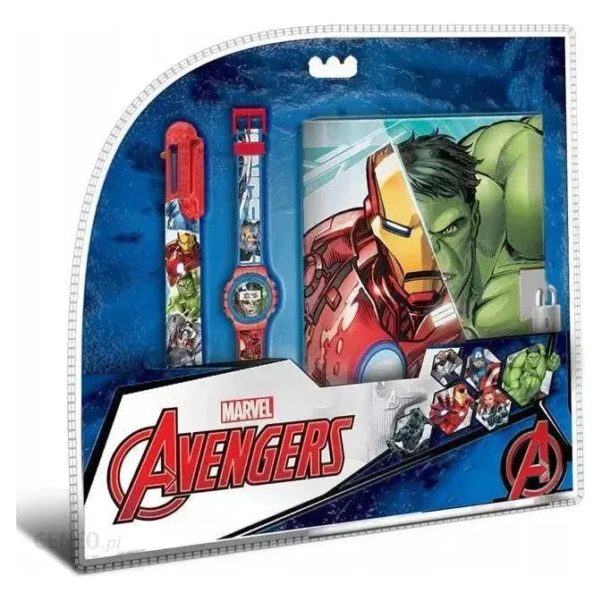 License Avengers notitieboek + digitaal horloge + meerkleurige pen