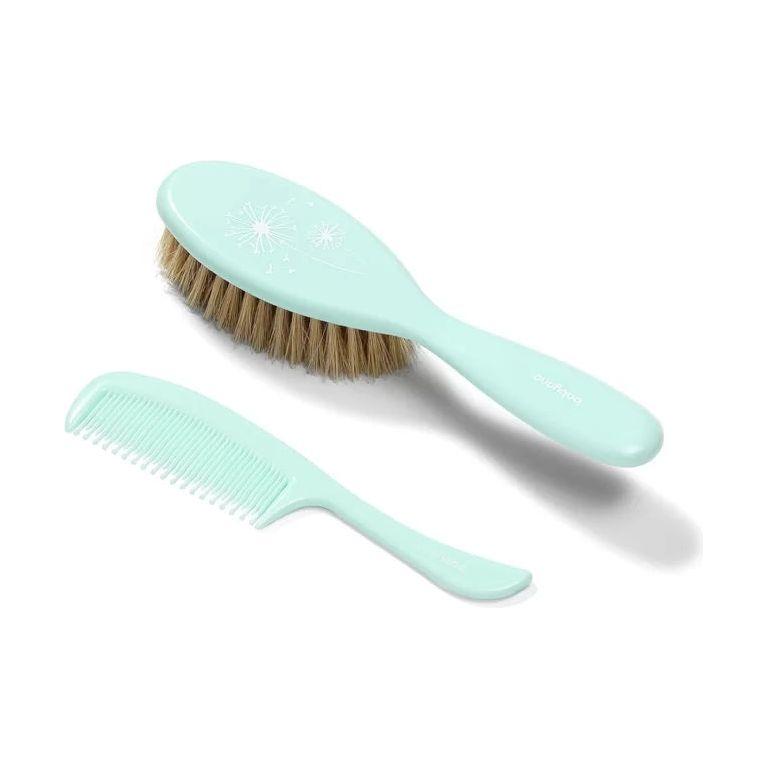 Light Gray Babyono Soft Natural Hairbrush + Comb - 4 Colors