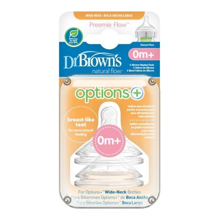 Dr. Brown's Wide-Neck Bottle Preemie Natural Flow Teats 0M+, 2 Pack