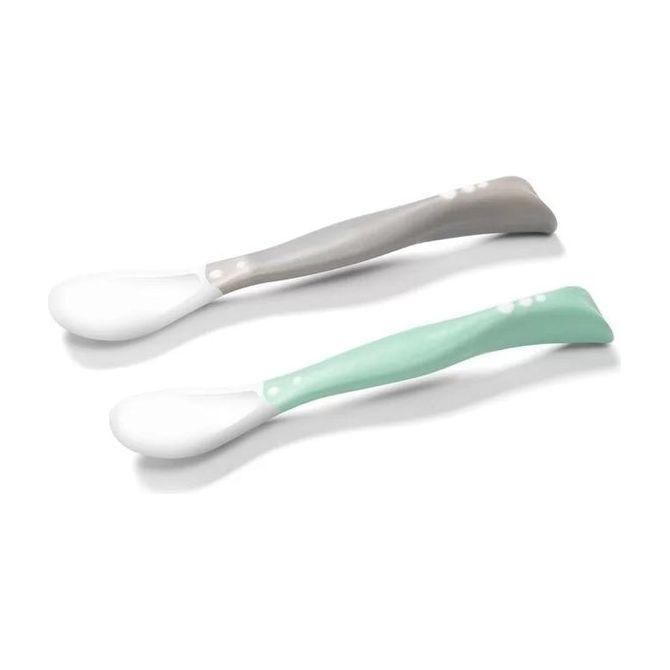 Light Gray Babyono Flexible Spoons With Shape Memory Grip 2pcs - 4 Colours