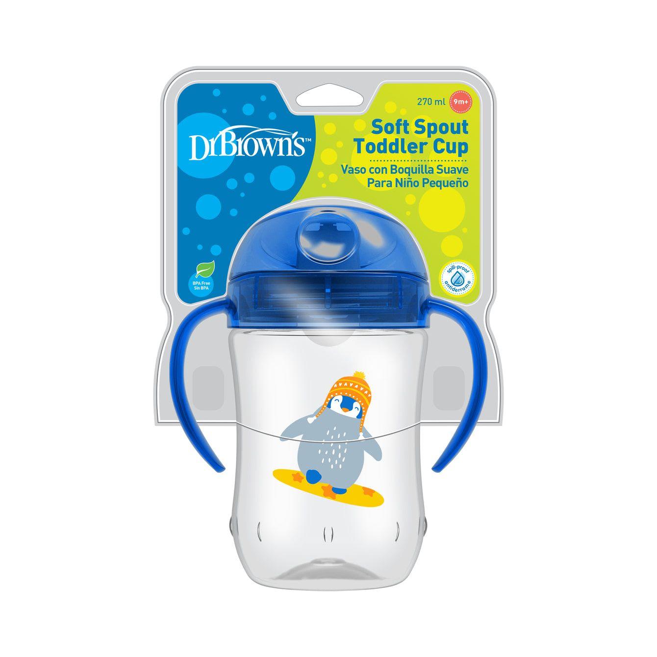 Dr. Brown's Soft Spout Trainer Cup 270 ml 9m+ - Blue Penguin