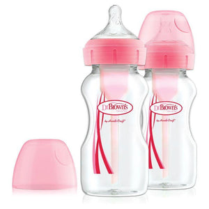 Misty Rose Dr Brown's Anti-colic Options+ Wide Bottle 270 ml 2 Pack - 2 Colours