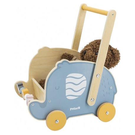 Gray Viga Wooden Push Wagon - Elephant